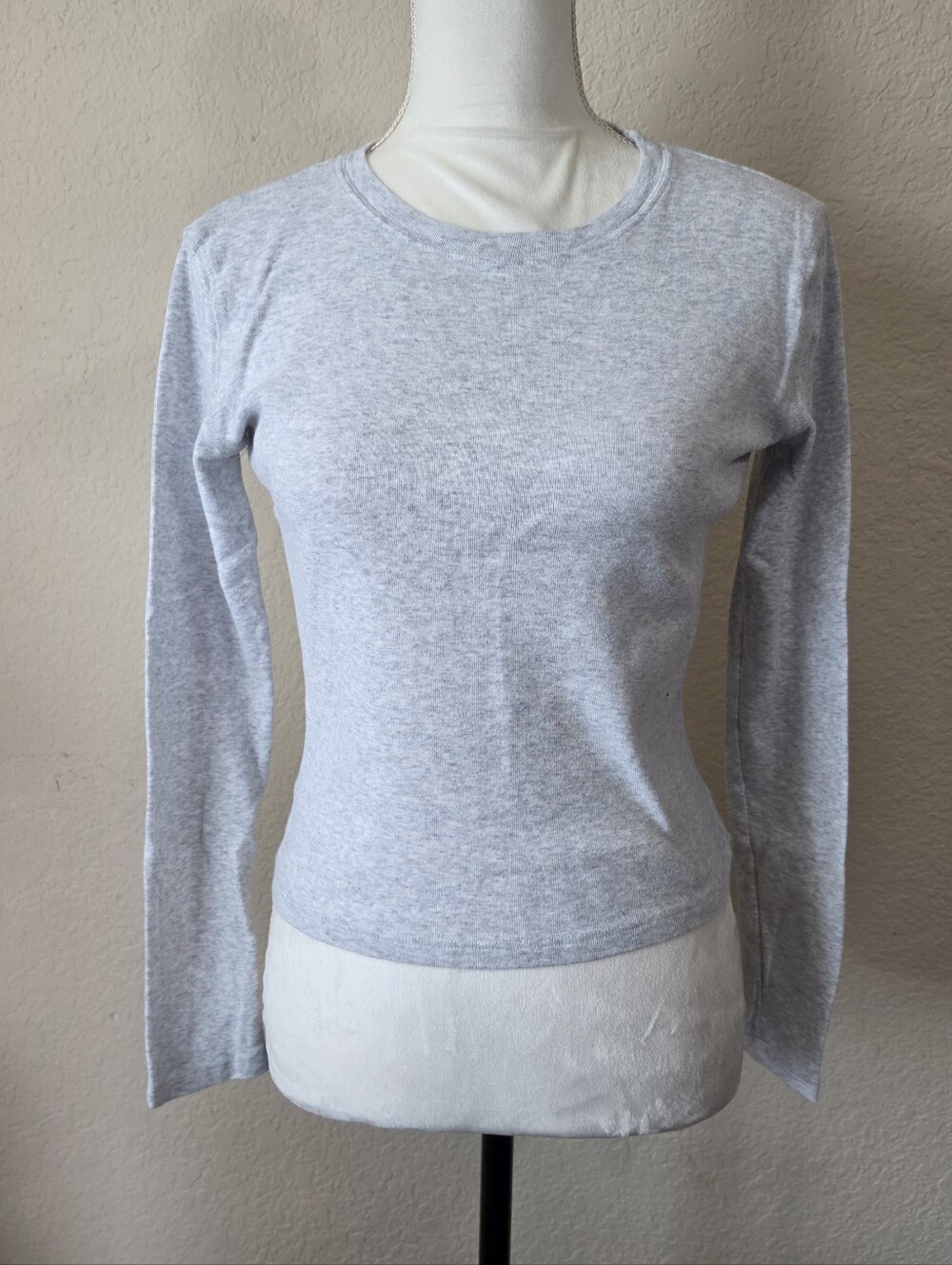 Brandy Melville Heather Grey Ribbed Long Sleeve Top One Size